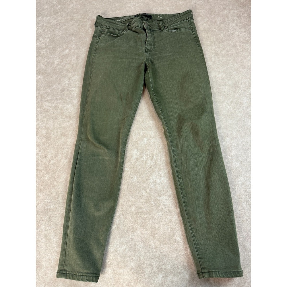 Liverpool Womens The Hugger Ankle Mid Rise Equestrian Green Skinny Jeans 10/30